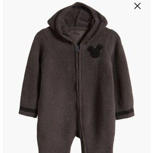 NWT BAREFOOT DREAMS Gray Disney Mickey Mouse Romper Coverall 3-6m 6-9m 12-18m